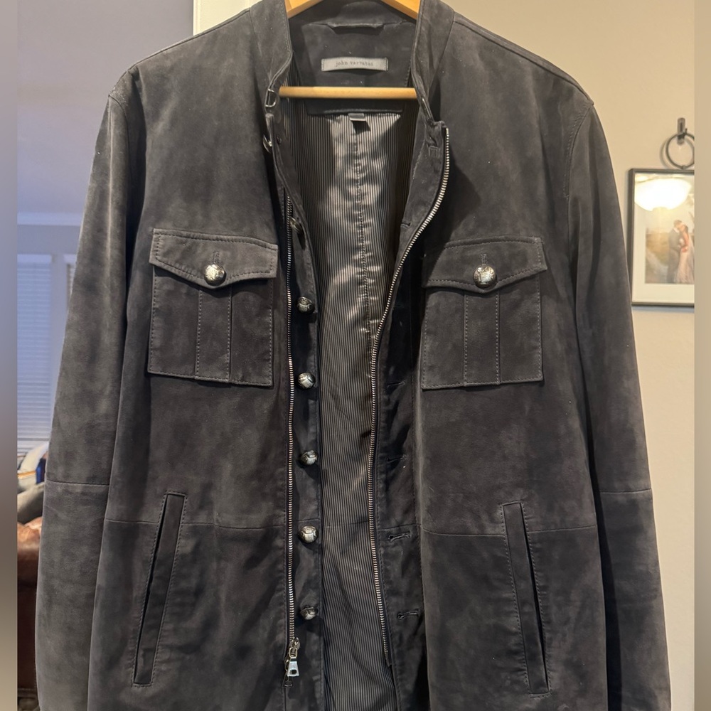 Men's Navy Suede Jacket